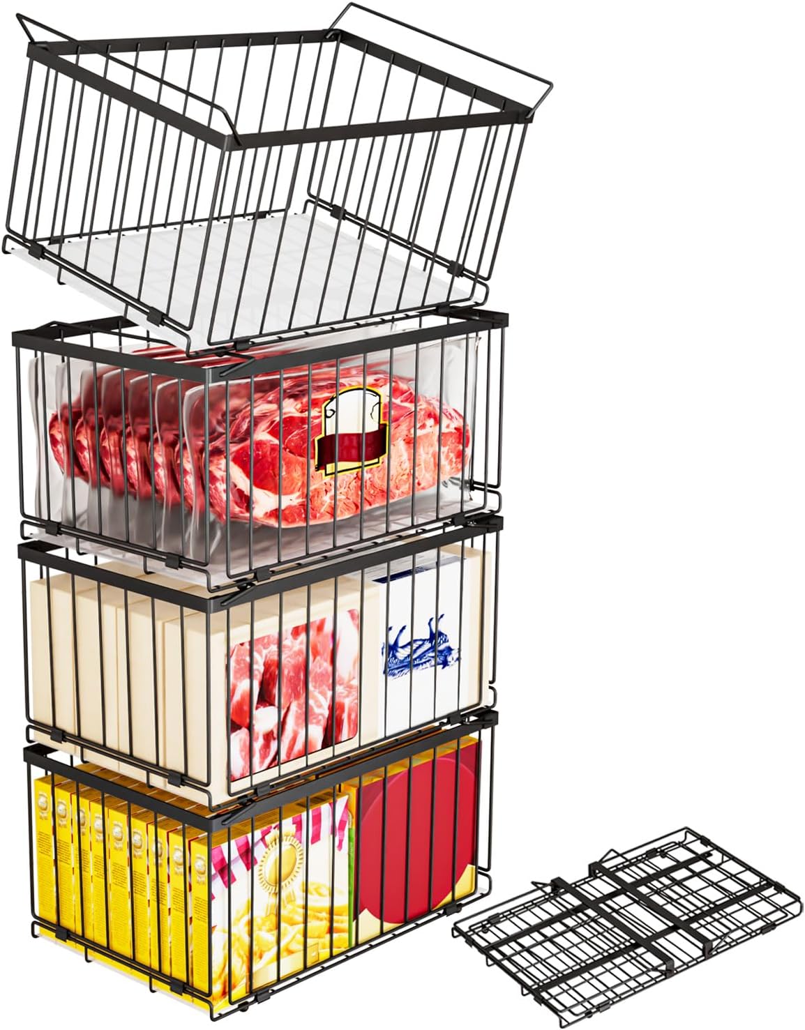 Large Freezer Organizer Bins for 5 to 9 Cu.Ft,Quick Expand/Collapse,4PACK