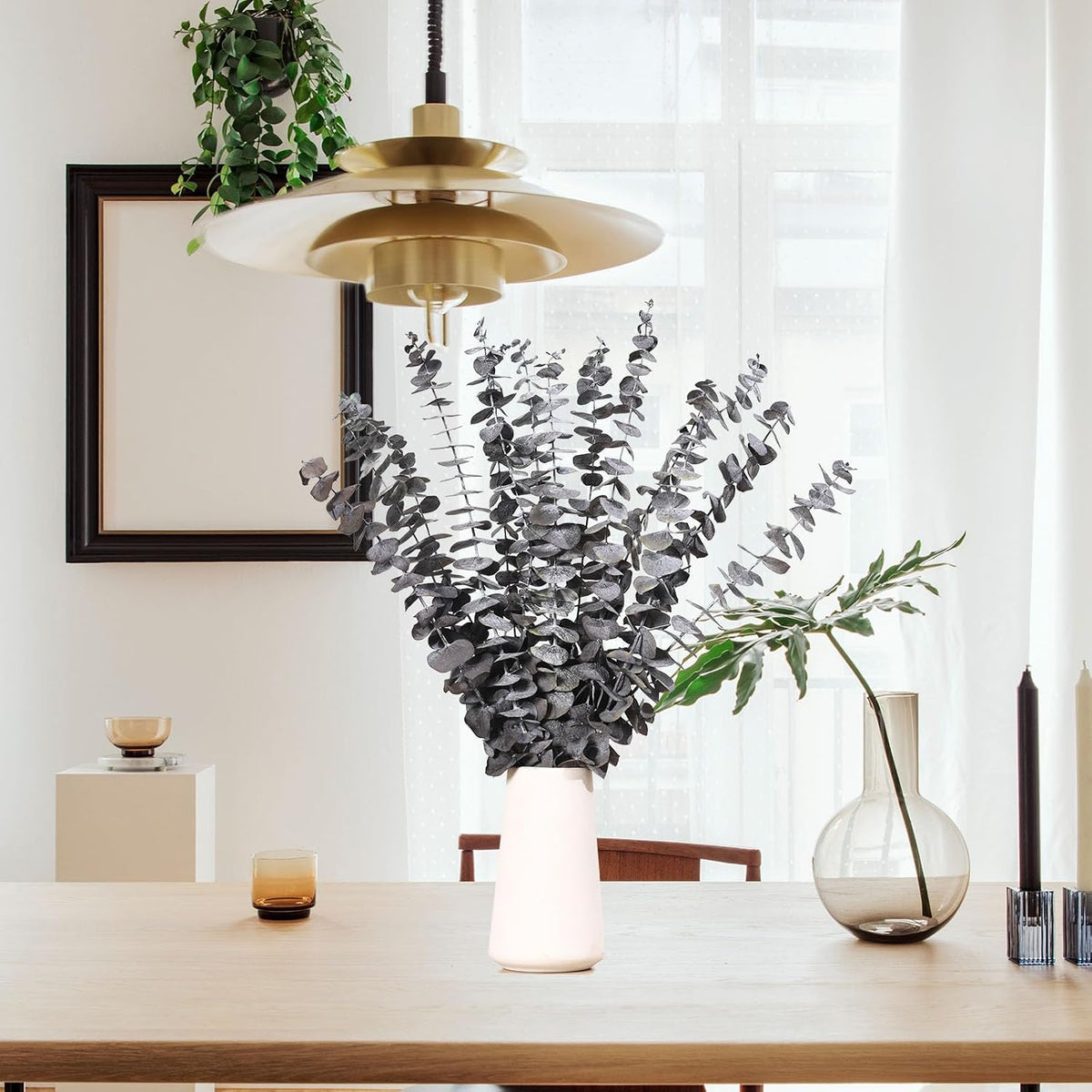 16 Pcs Dried Eucalyptus Stems, Preserved Black Plants for Shower Hanging