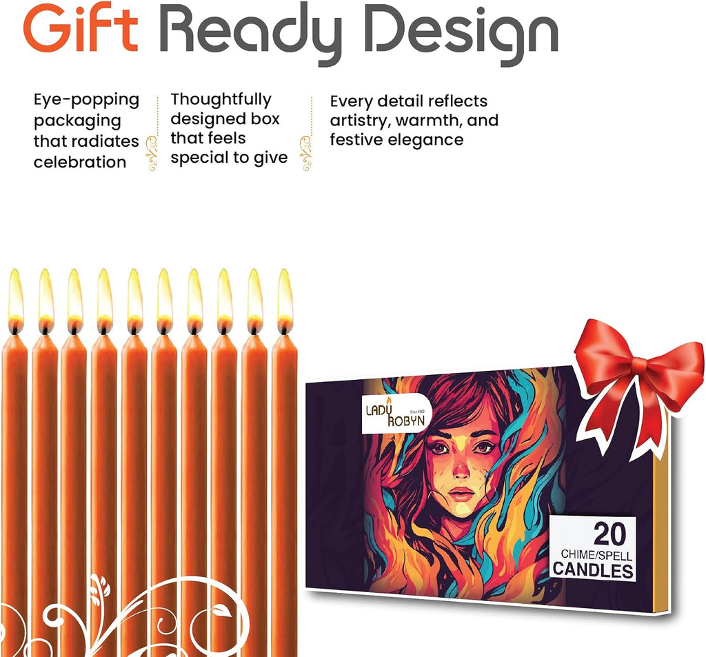 Set of 20 Solid Color Taper Candles – 4-Inch Dripless Paraffin Wax Candles with Cotton Wick – Ideal for Weddings, Shabbat, Holiday & Home Decor, Gift Set (Orange)