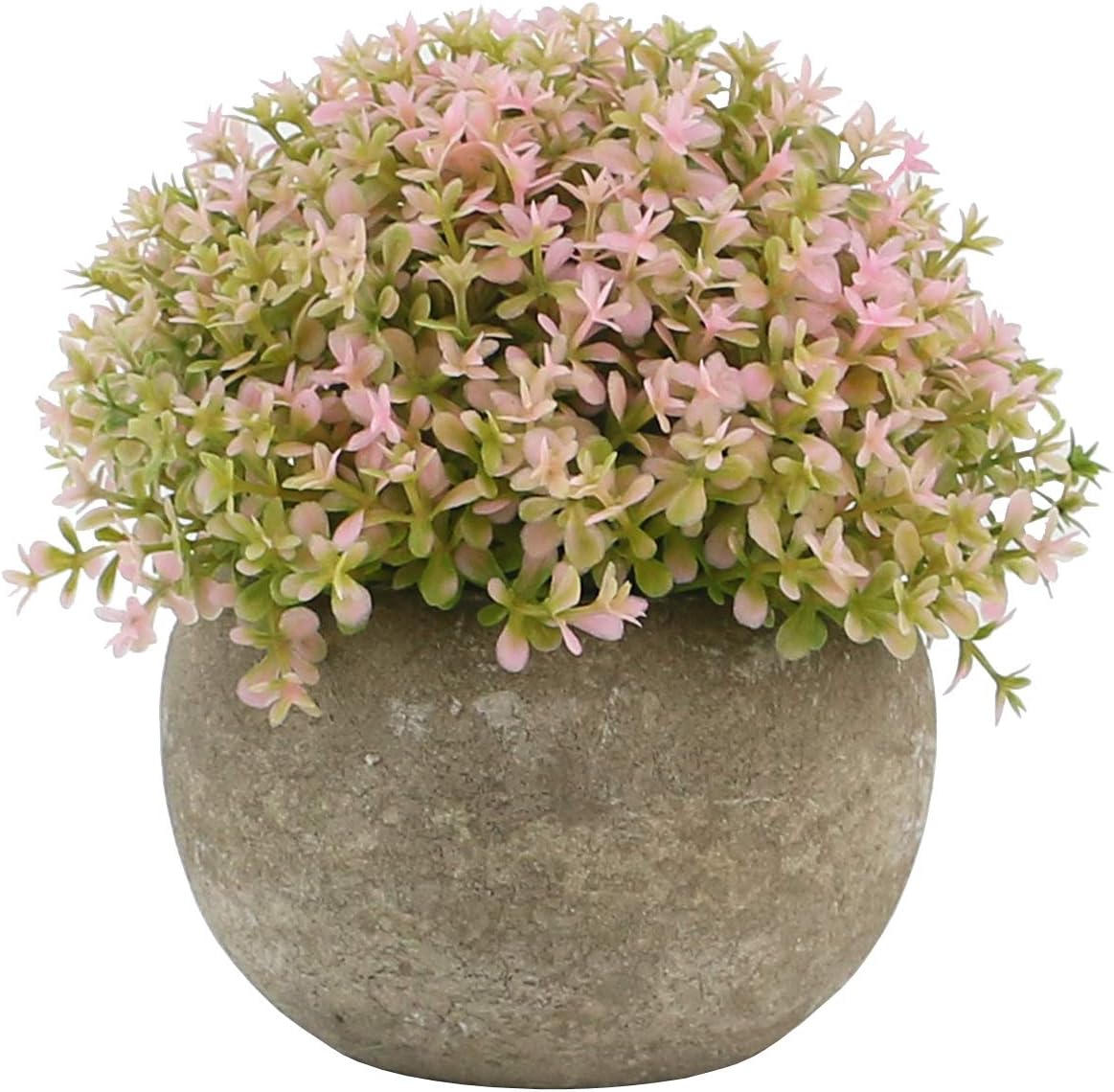 Ogrmar Mini Plastic Faux Plants in Pot/Small Topiary Shrubs Pink