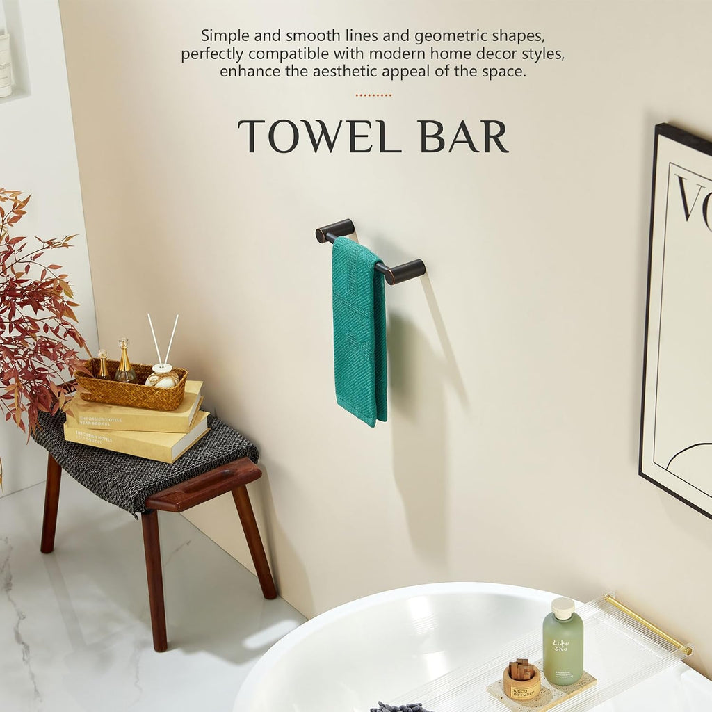 KOKOSIRI Bathroom Hand Towel Rings 9-Inch Hand Towel Holder Wall Mounted Bathroom Hardware Accessories Oil Rubbed Bronze Stainless Steel, B4007ORB-L9
