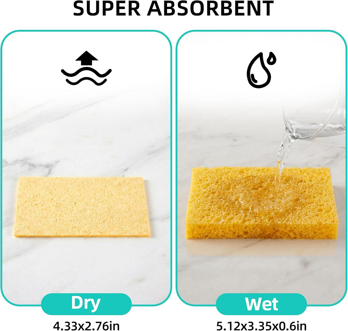JOYMOOP Dish Sponge Scrubber, Cellulose Sponges Kitchen for Non-Scratch Washing Dishes, Household Cleaning Scrub Natural Sponge, Pack of 12 Colorful Sponges