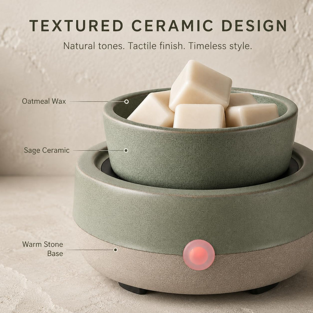 Candle Wax Melt Warmer with Timer Ceramic Electric Wax Melt 4-in-1 Oil Burner Adjusting Temperature Fits Yankee Large Jar Scented Candle for Home Decor Birthday Gifts for Women Mom Grandma Girls Green