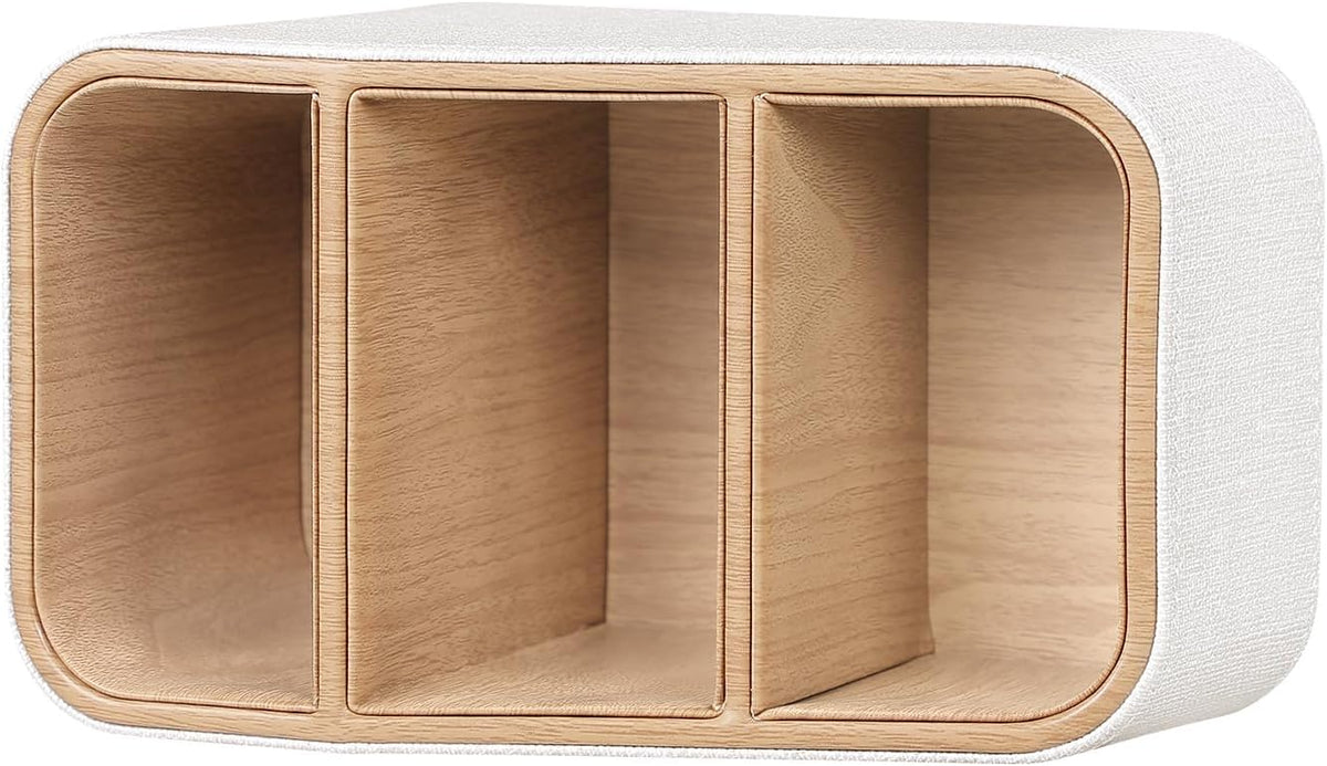 Remote Control Holder, PU Leather Nightstand Organizer (Linen)