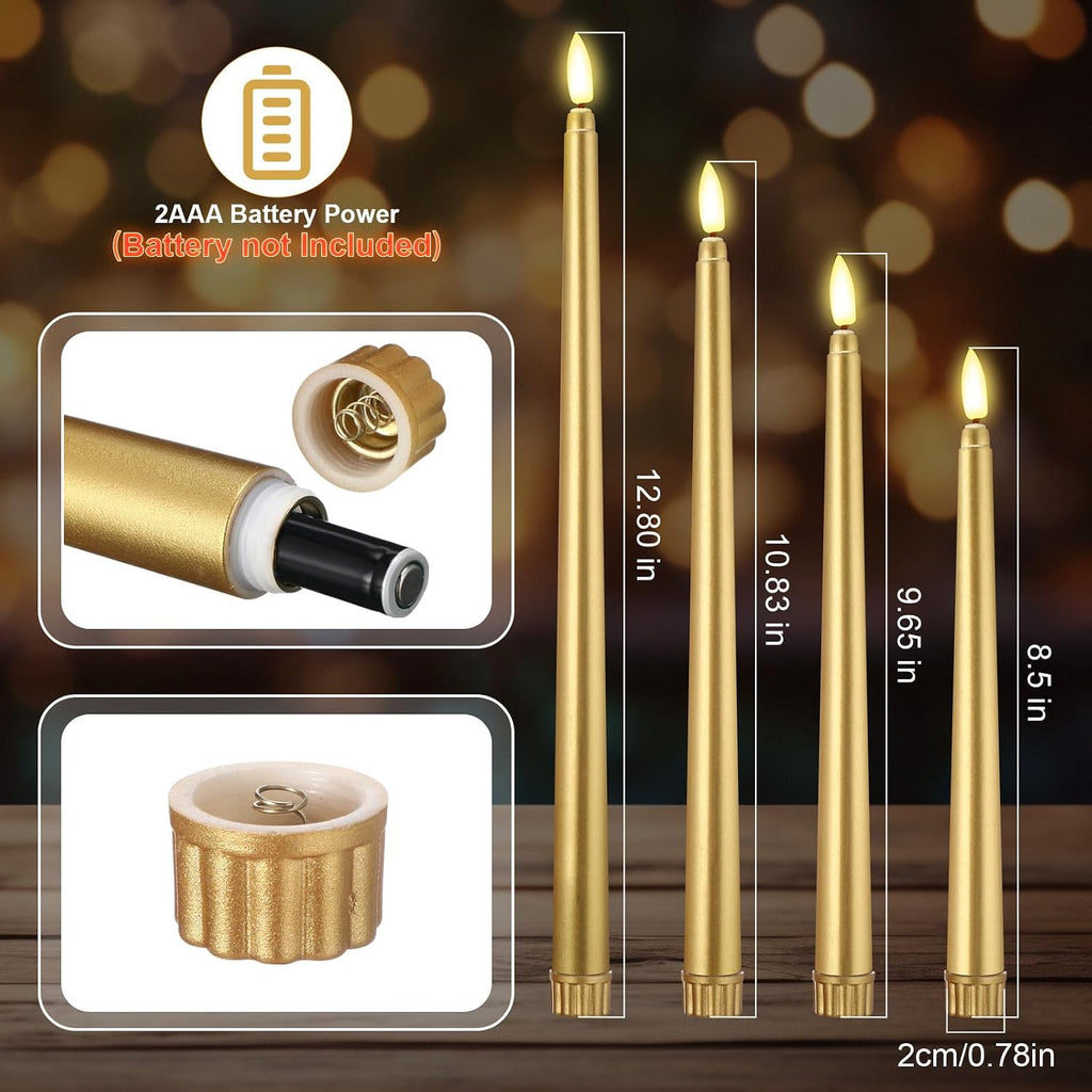 Rossesay 64 Pcs Flameless LED Taper Candle, Flickering Candles,Gold
