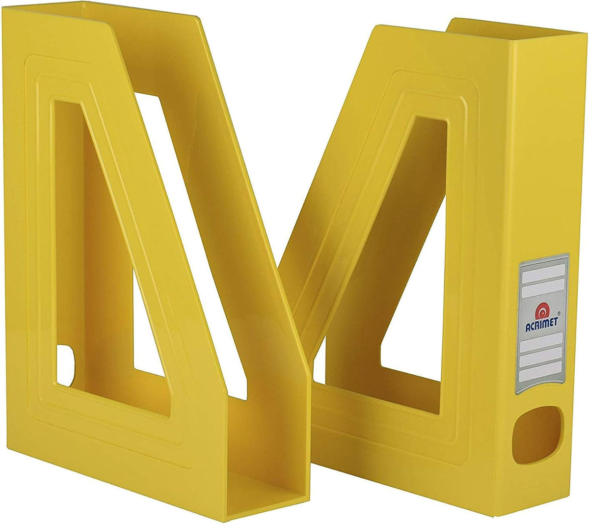 Acrimet Magazine File Holder, Vertical Desk Organizer, Yellow, 2 Pack