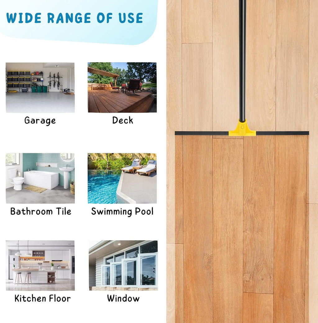 Floor Squeegee for Concrete and Tile Cleaning, 24'' Water Wiper Broom