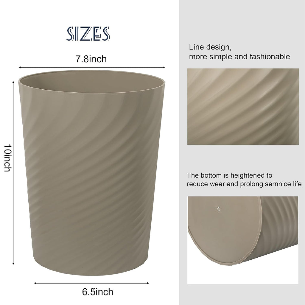 UUJOLY Plastic Small Bathroom Trash Can Wastebasket Garbage Can, Khaki