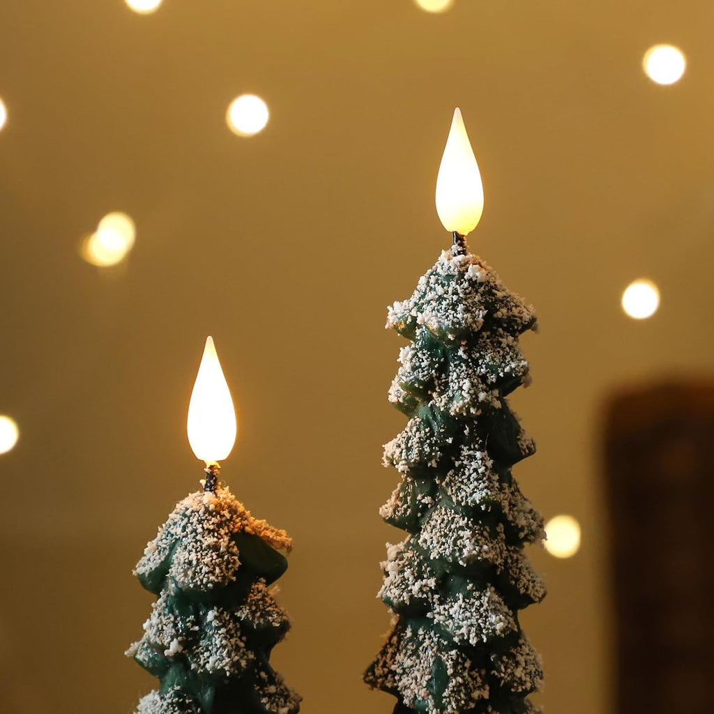 Christmas Decorations, Christmas Tree Flameless Taper Candles with Remote