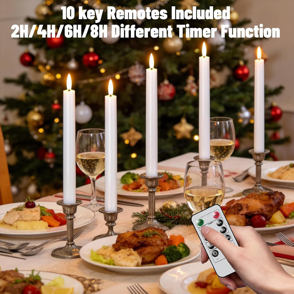 Wondise 3 Pack Flameless Taper Candles with Remote Timer
