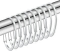 Silver Shower Curtain Rings, Rustproof Shower Curtain Hooks for Bathroom, ZESLMG Chrome Decorative Shower Hooks Rings for Shower Curtain Rod Hangers, Set of 12