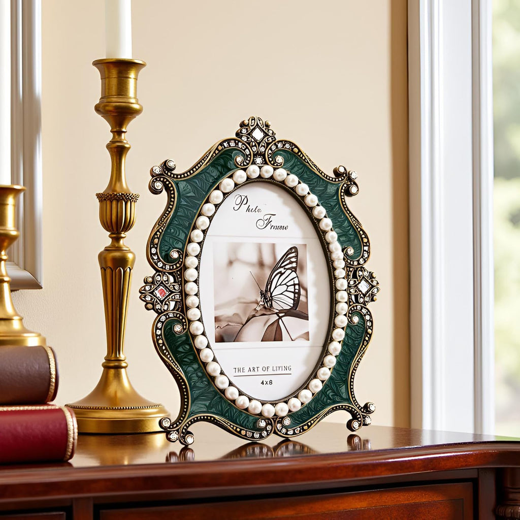 Vintage Metal Picture Frame 4x6,Anniversary Birthday Wedding Gift