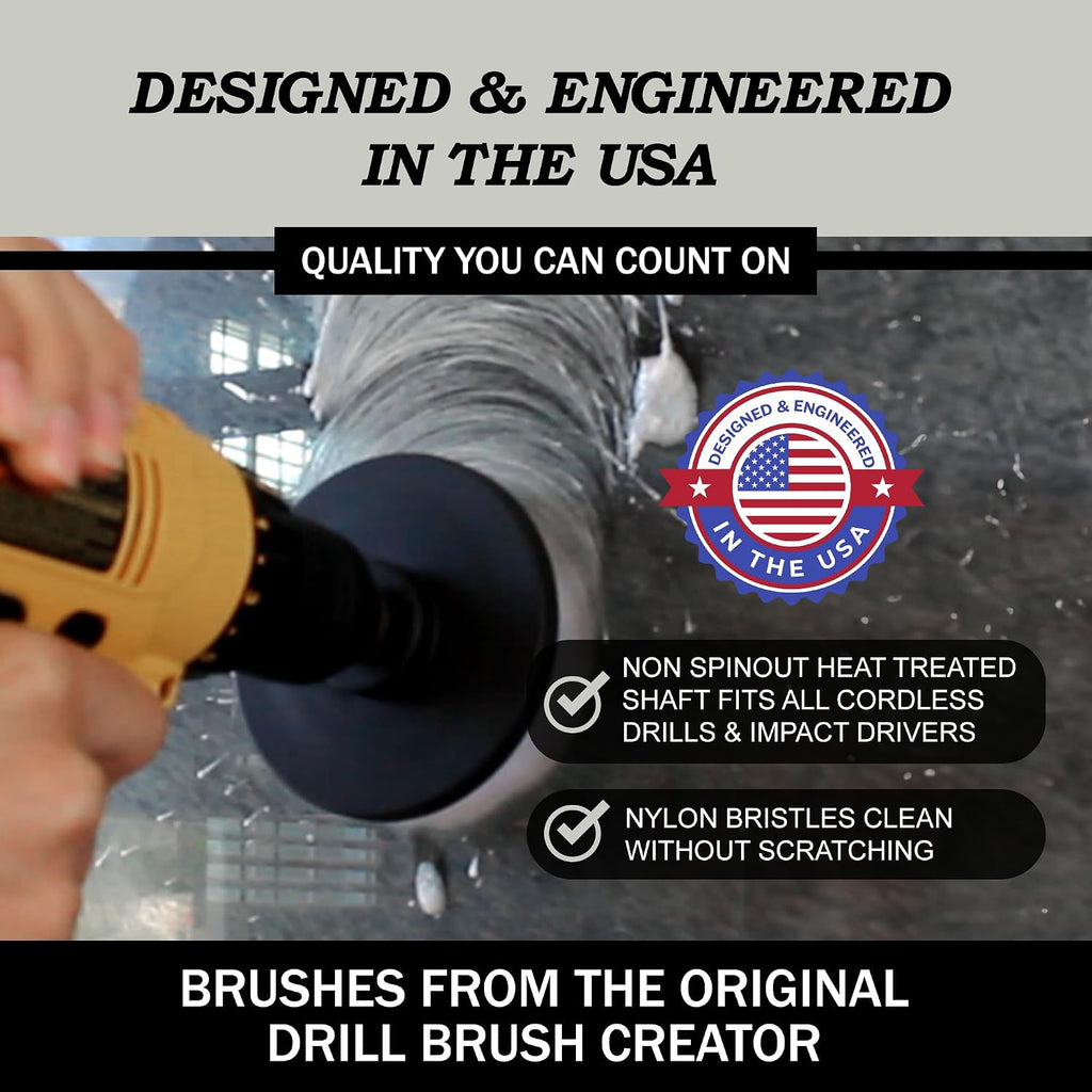 Drillbrush Car Detailing Kit - Soft Drill Brush Set - Nylon Scrub Brush