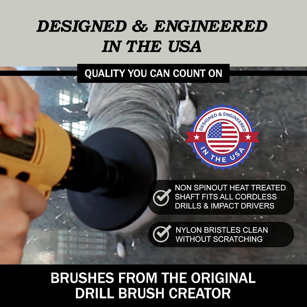 Drillbrush Car Detailing Kit - Soft Drill Brush Set - Nylon Scrub Brush