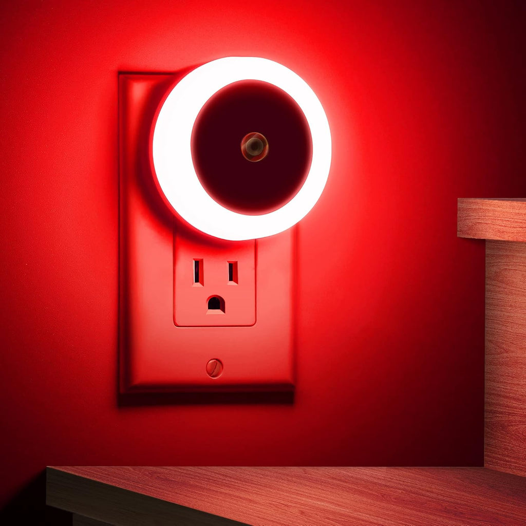 Briignite Night Lights Plug into Wall Red Night Light Dusk to Dawn Sensor