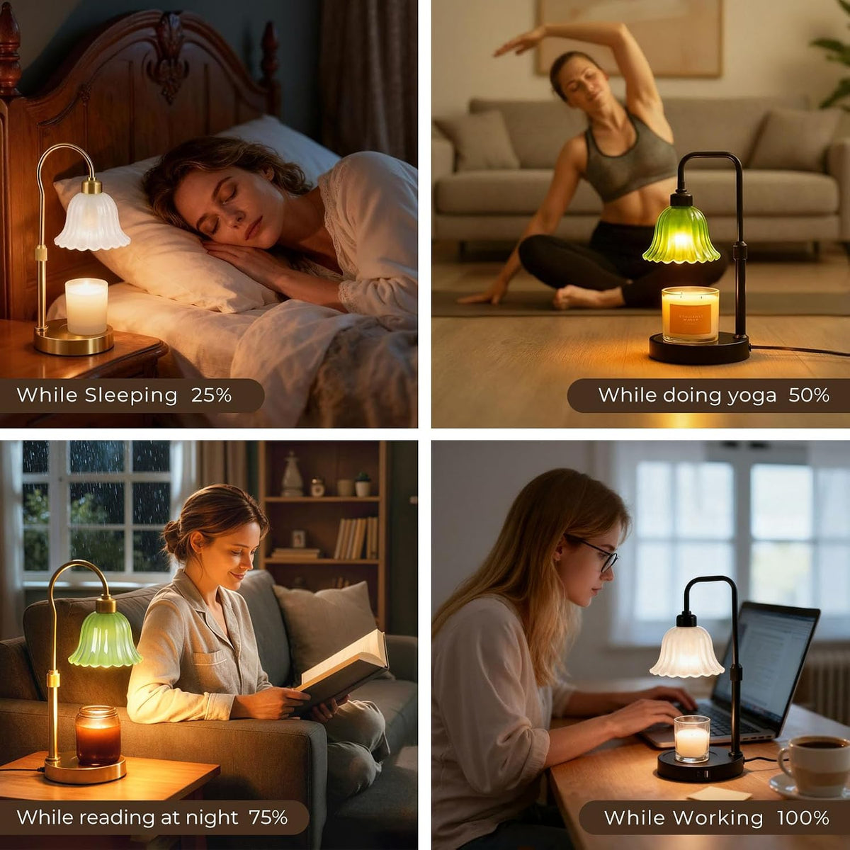 DomeStar Gold Candle Warmer Lamp, Flower Wax Melt Lamp with Timer