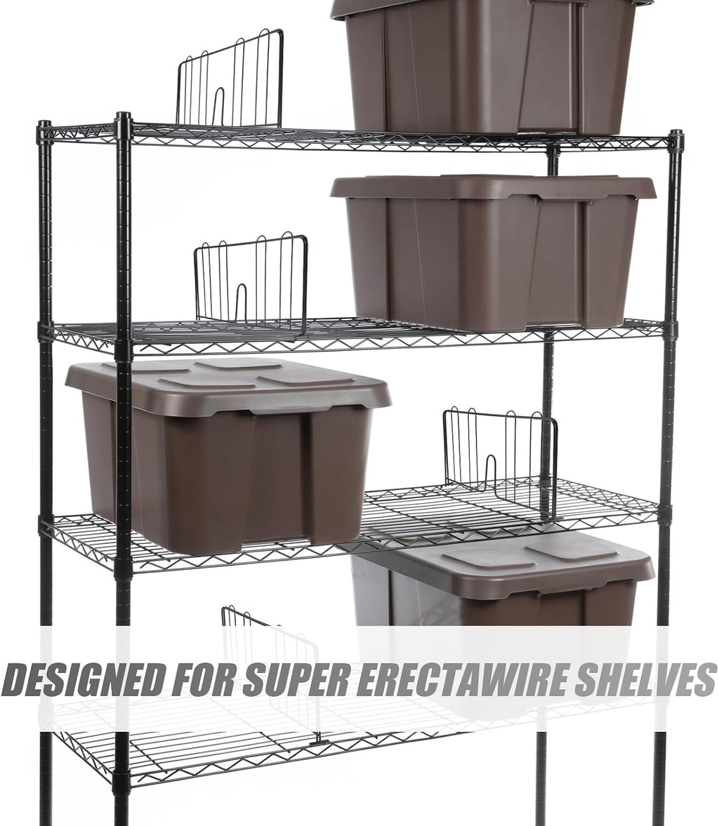 4 Pcs 14" W x 8" H Black Wire Shelf Dividers Chrome Plated Steel Wire Rack Divider for Shelving Closet Shelf Dividers for Wires Shelves Bathroom Kitchen Office Pantry Room