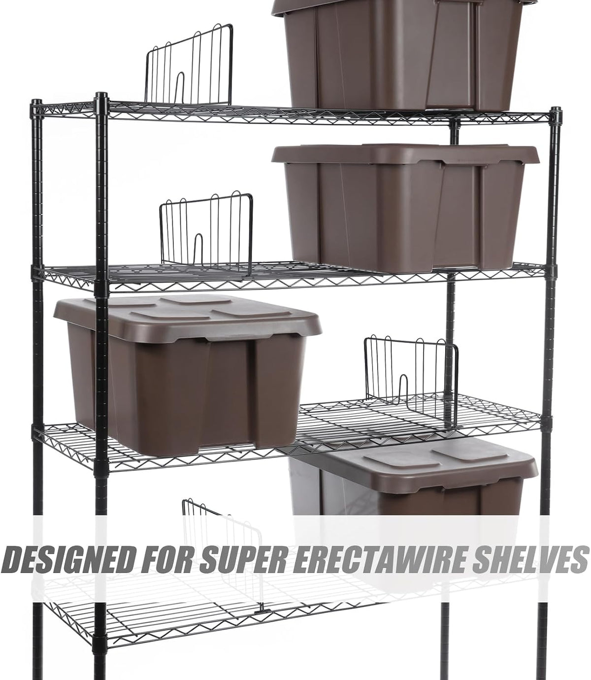 4 Pcs 14" W x 8" H Black Wire Shelf Dividers Chrome Plated Steel Wire Rack Divider for Shelving Closet Shelf Dividers for Wires Shelves Bathroom Kitchen Office Pantry Room