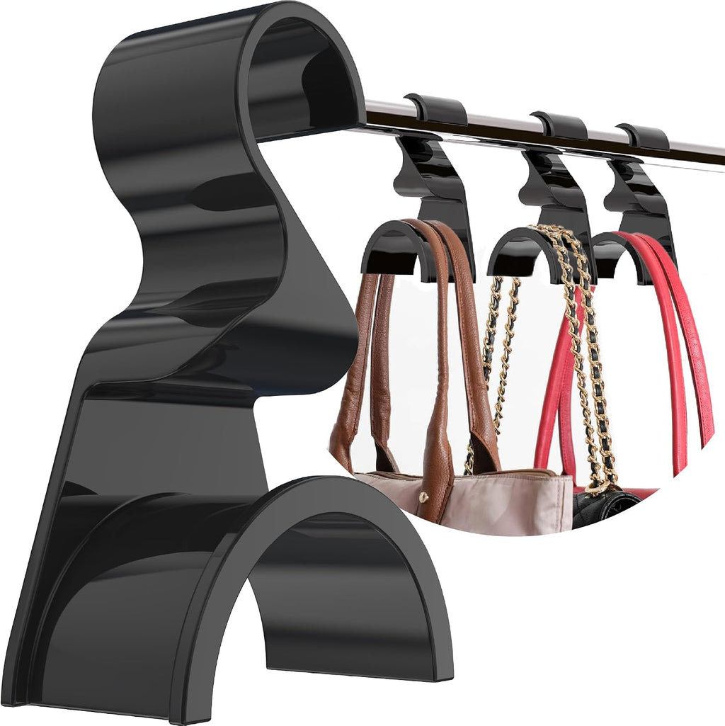 Wiosi Premium Black Purse Hanger Closet Set of 3 - Durable Acrylic Organizers and Storage Bag Hanger for Luxury Closet - Purse Hanger Holder for Handbags, Premium Backpack Purse Hooks