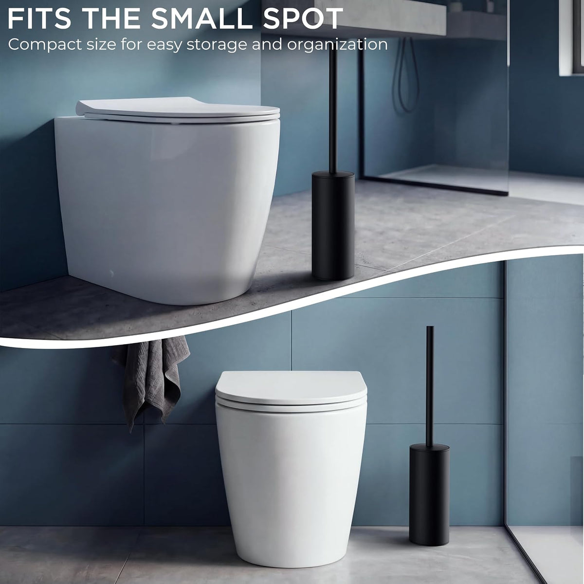 FORIOUS SUS304 Toilet Brush, Toilet Bowl Cleaner Brush and Holder Set