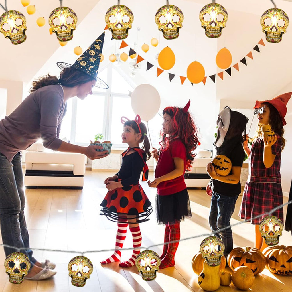 Halloween String Lights, 15 FT 30 LED Halloween Skull Fairy Lights Decor
