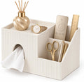 GORESE Square Tissue Box Cover with Storage Tray, Leather Tissue Box Holder