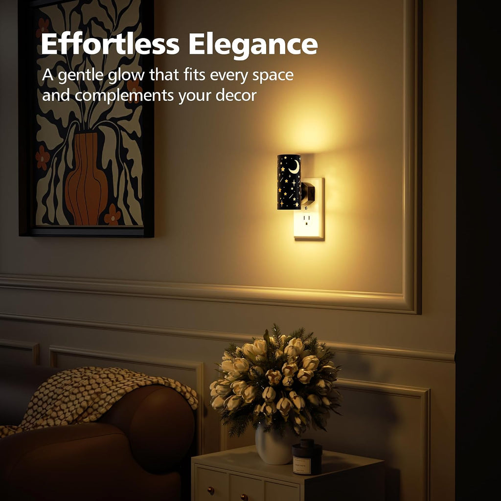 LED Night Lights Plug into Wall, Bright Nightlights, Black Stars