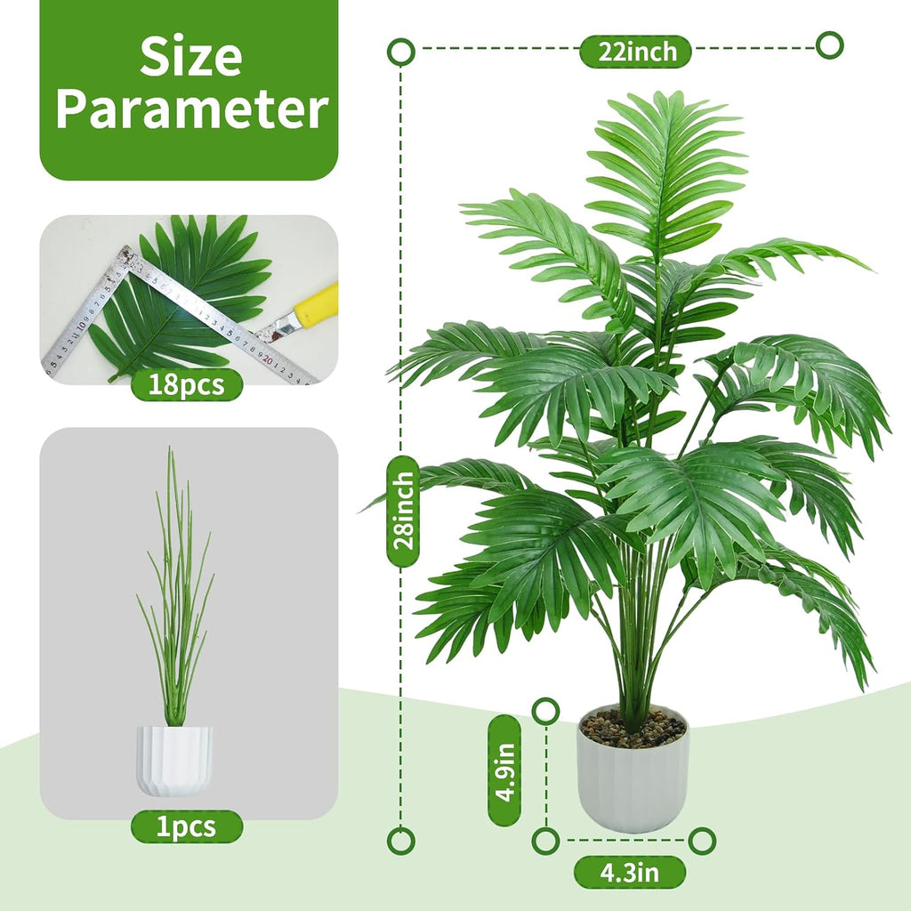 Freyalife 28“ Fake Plant Large Artificial Plam Tree for Indoor Room Decor,Faux Potted Plant for Home Offce Balcony Livingroom Bathroom Bedroom Outdoor Courtyard Decor