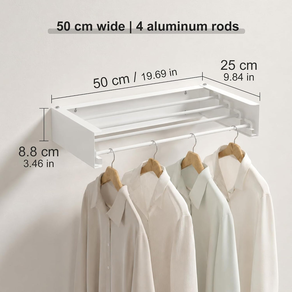 RFOUO Wall Mounted Clothes Drying Rack,White 19.7",