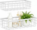 2 PCS Adhesive Wire Wall Baskets, Hanging Small Storage Organizer, L+White