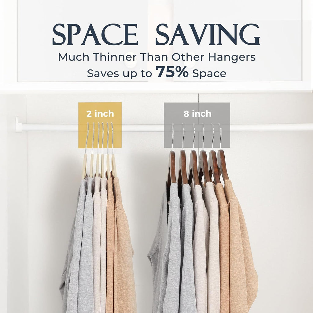 HOUSE DAY Beige Velvet Hangers 120 Pack, Premium Non Slip Clothes Hanger