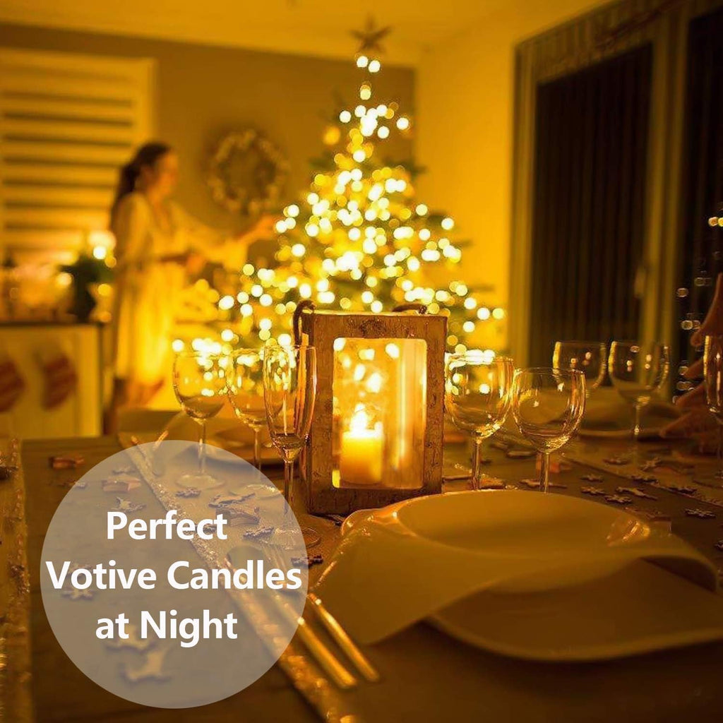 Novelty Place 24Pcs Flameless LED Candles - Warm Yellow Flickering Bright Tealights for Votive, Wedding, and Birthday, Halloween, Christmas - Battery-Powered Electric Candles