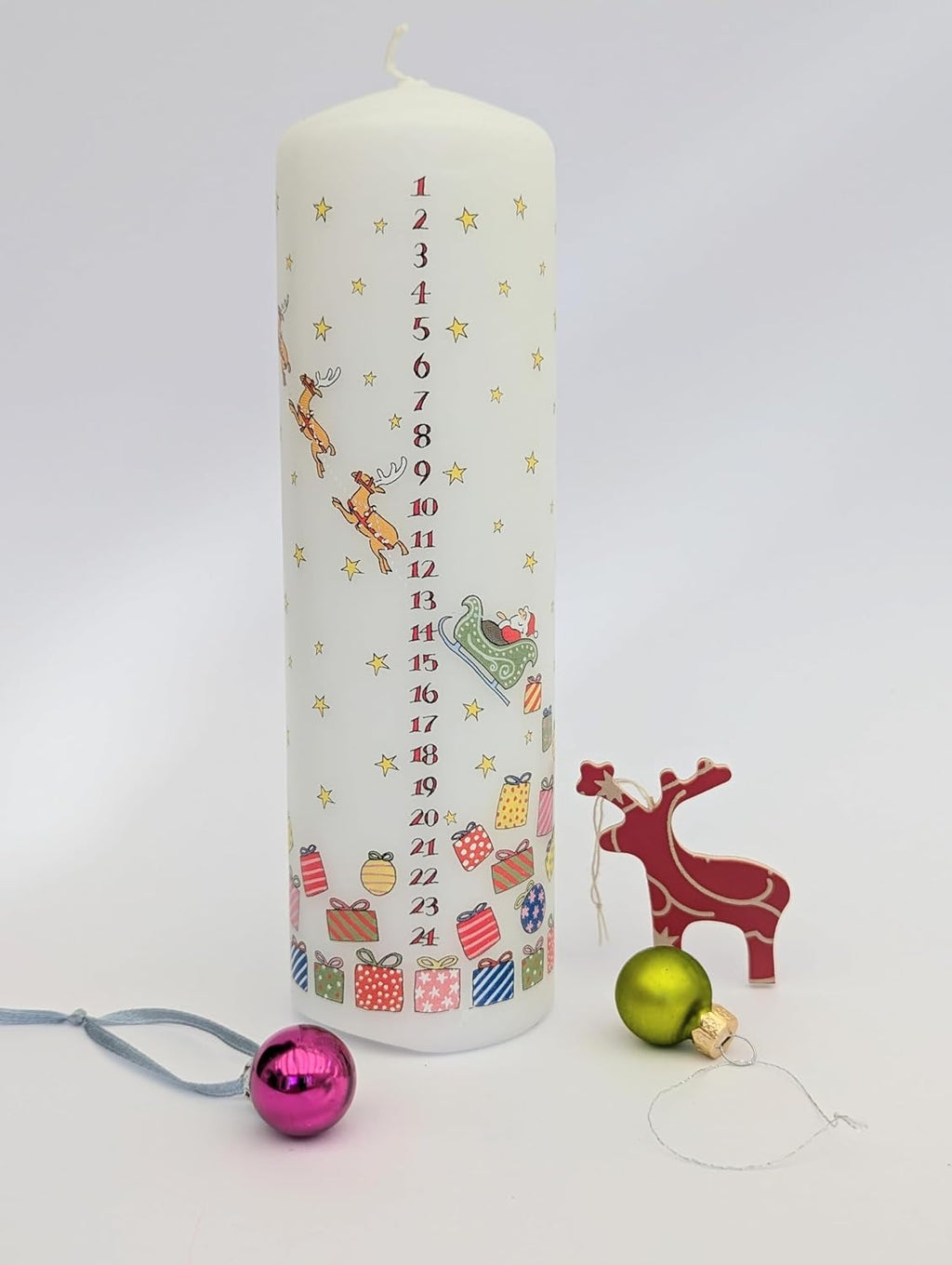 Alison Gardiner Santa's Sleigh Pillar Candle, 70hr Burn, Unscented