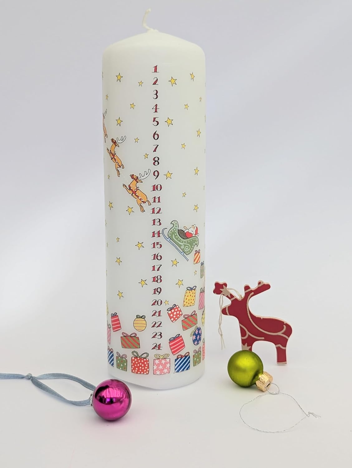 Alison Gardiner Santa's Sleigh Pillar Candle, 70hr Burn, Unscented
