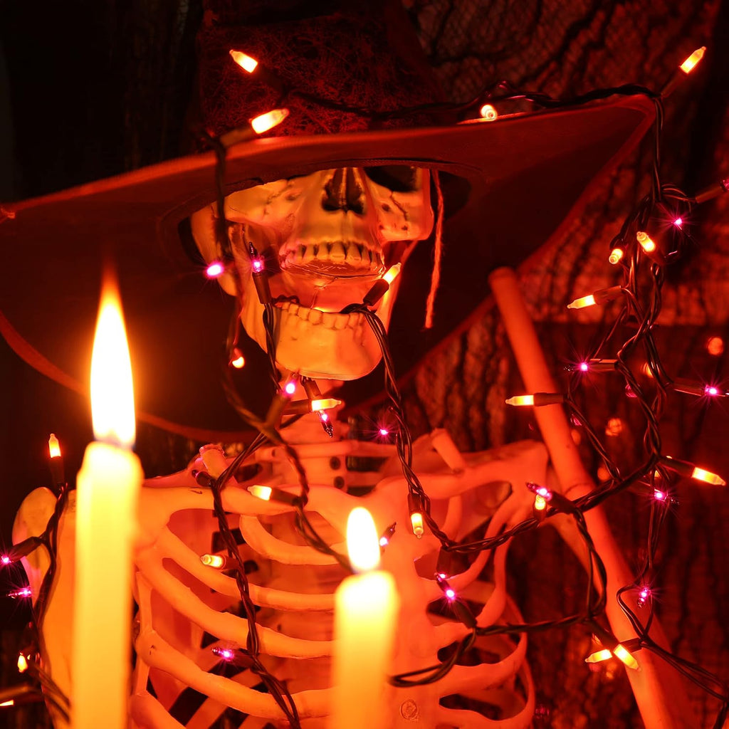 Brizled Orange & Purple Halloween String Lights, 100 ct Incandescent Lights