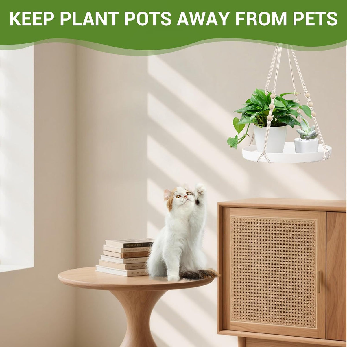 GREANER Macrame Plant Hangers Indoor, 2 Sets Hanging Planter Rack