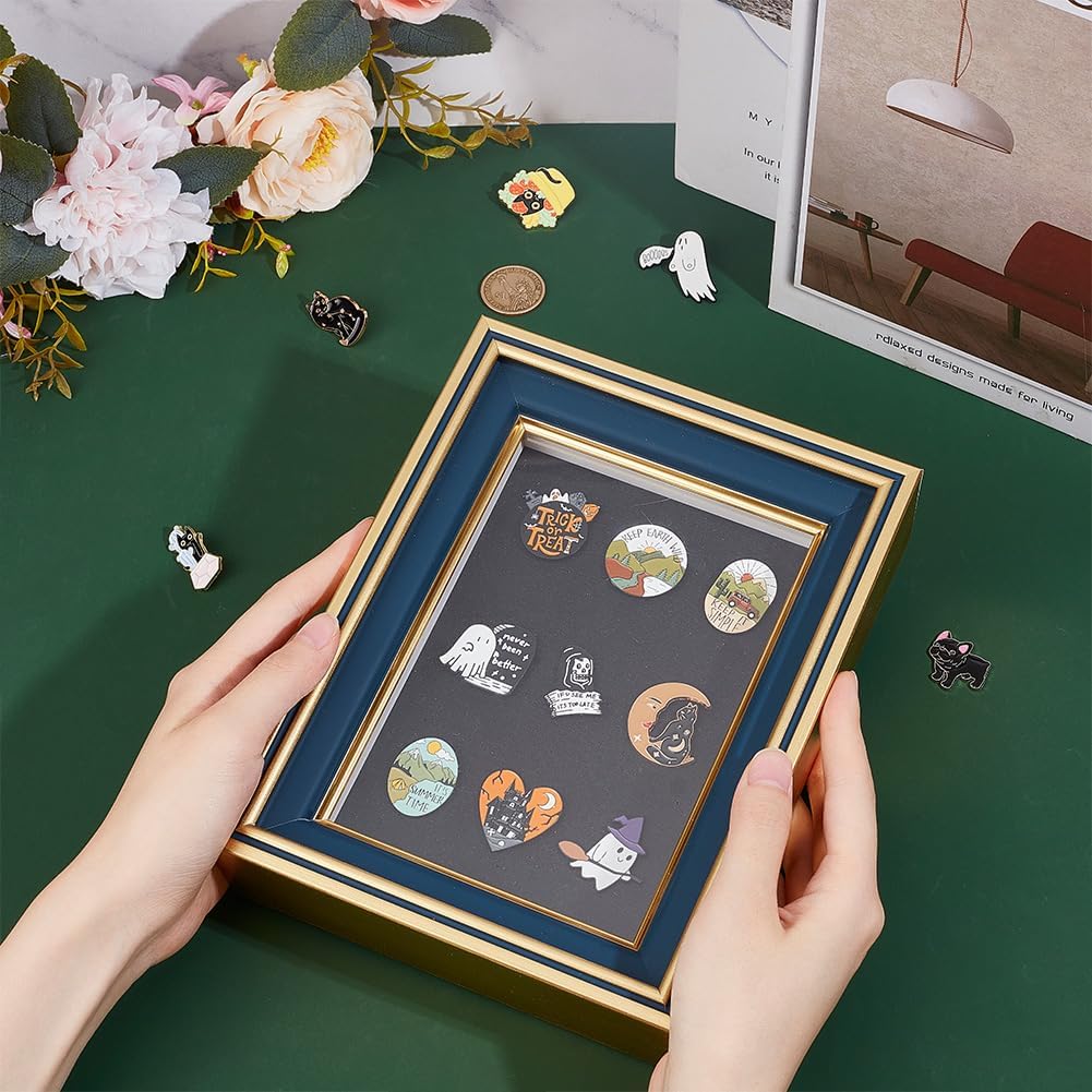 OLYCRAFT Gold Pin Display Shadow Box 6.7x2x8.7 Inch Pin Collection Display Frame with Clear Window Medal Display Shadow Box Enamel Pin Display Frame for Military Medals Jewelry Pin Collectibles