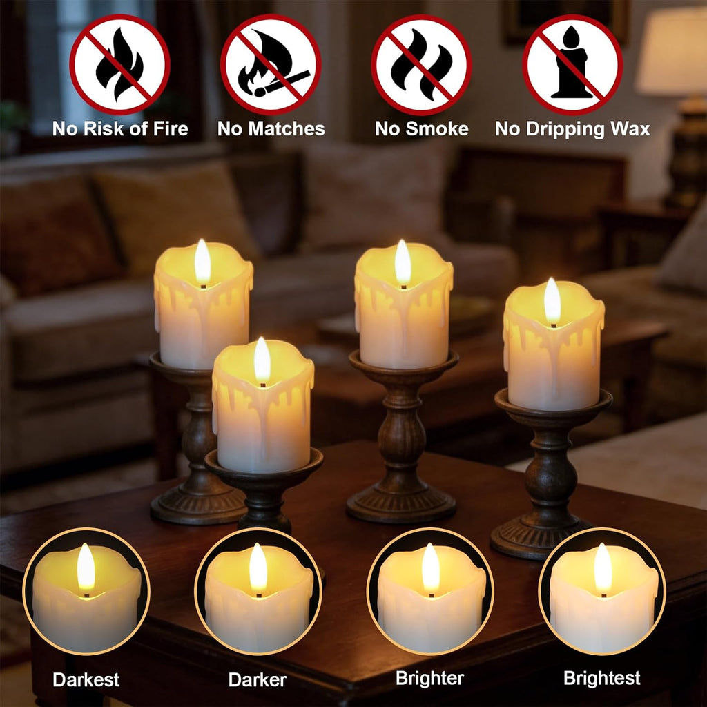 White Flameless Votive Candles Battery Operated with Remote Timer