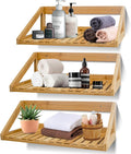Floating Shelves Wall Mounted 3 Pcs Bamboo Wall Hanging Rack Holder