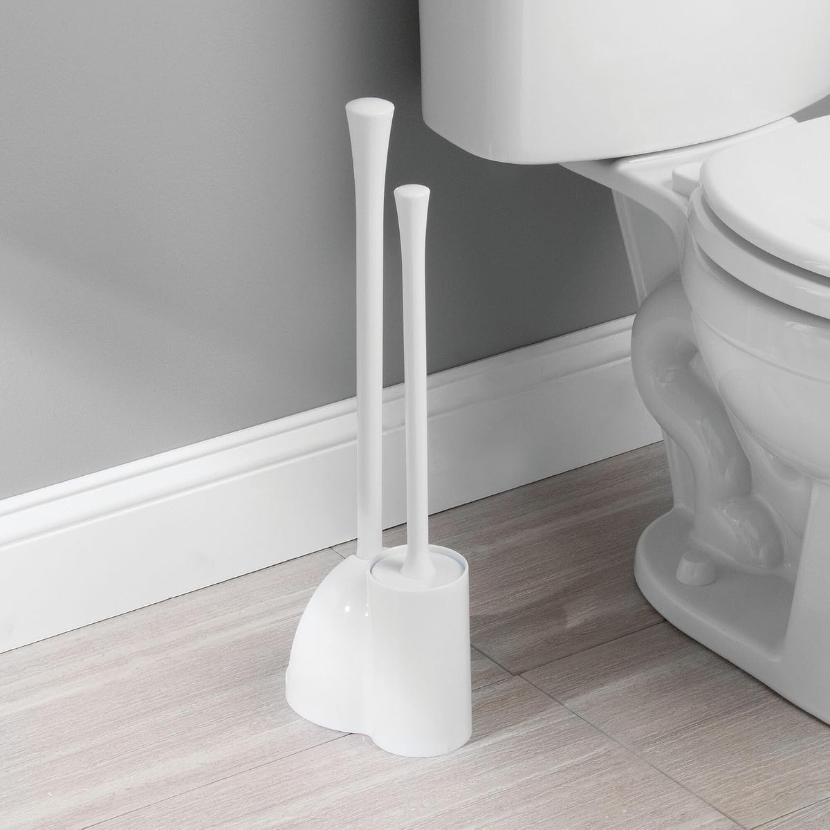 iDesign Compact Plunger Set, White, Set of 2