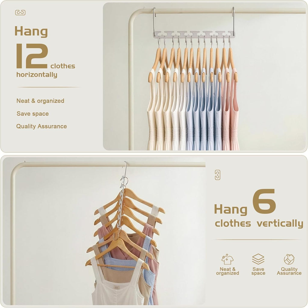 HOUSE DAY Space Saving Hangers for Clothes 6 Pack, Metal Magic Hanger