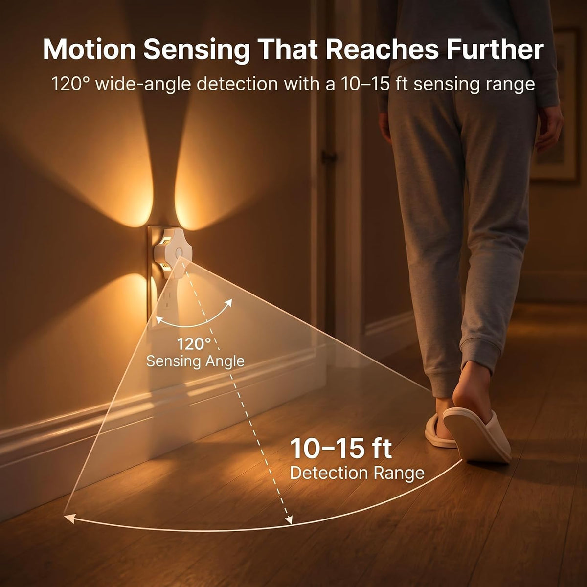 LED Motion Sensor Night Light Indoor, Night Lights Plug into Wall with Dusk to Dawn Sensor, 3000K Soft White, 30/60/100LM Adjustable Brightness, Dimmable Nightlight for Bathroom Hallway Kitchen