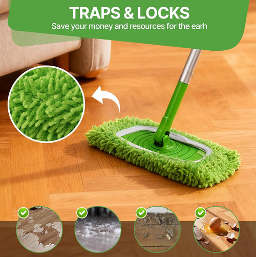 10Pack Reusable Microfiber Mop Pads Compatible with Swiffer Sweeper-Dry Sweeping Cloths & Wet Mopping Cloths - Washable Wet Pads Refill for Mopping Floors (Mop is not Included)