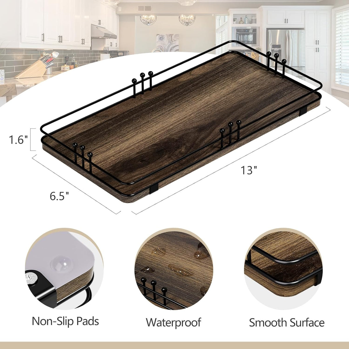 Toilet Paper Basket, Bathroom Tray for Countertop, 13"x 6.5"