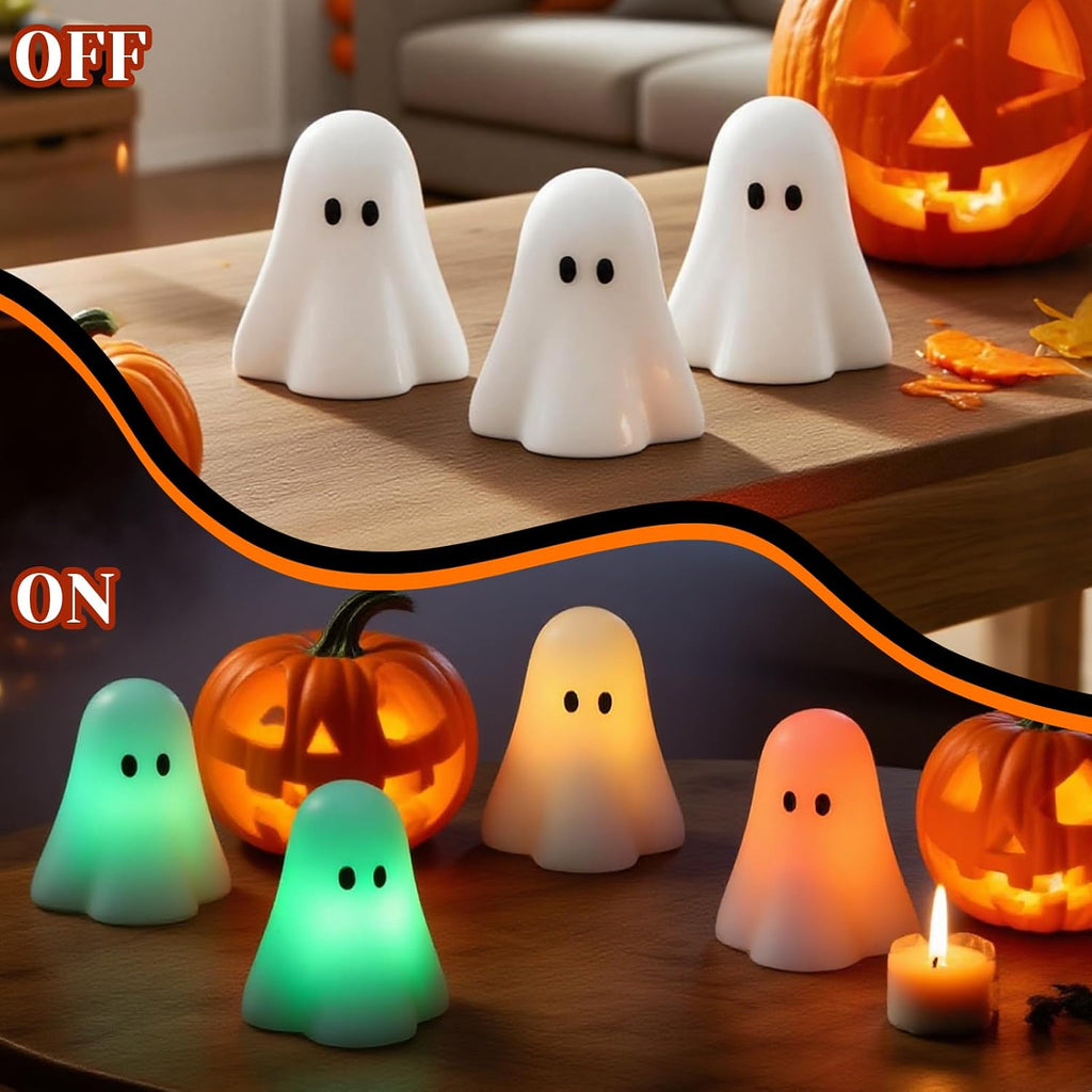 Eldnacele Halloween Ghost Figurine Flameless Candles with Remote and Timer