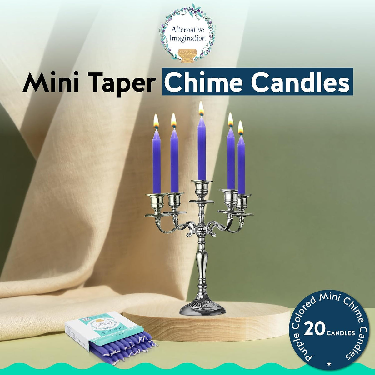 Alternative Imagination Purple Chime Candles - 20 Pack of Unscented 4 Inch Mini Taper Candles - Dripless Long Burning Ritual Candles for Meditation, Spell Work, Birthdays, Ceremonies & Home Decor