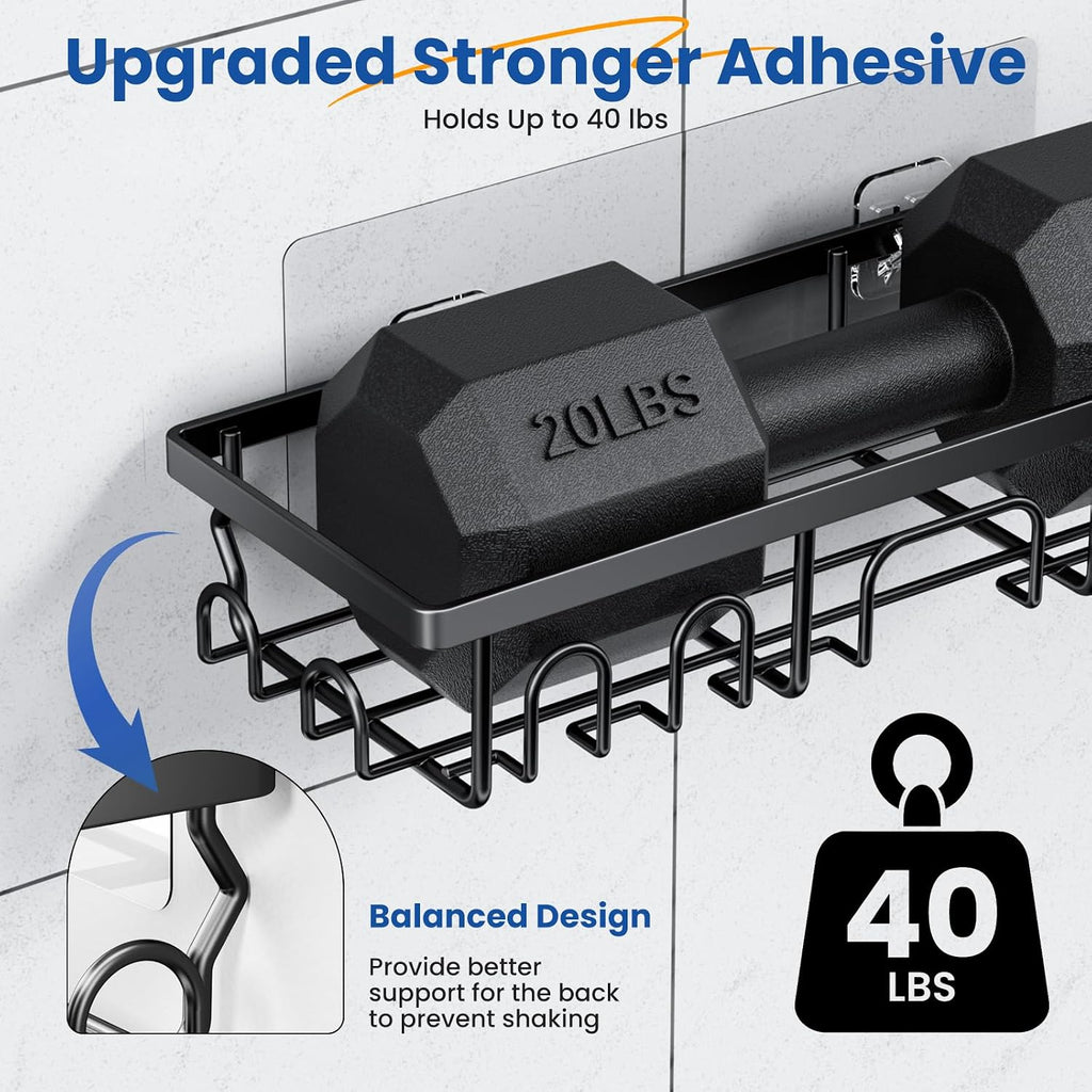 PKBD Shower Caddy, 3 Pack Shower Shelves with Large Capacity, Matte black