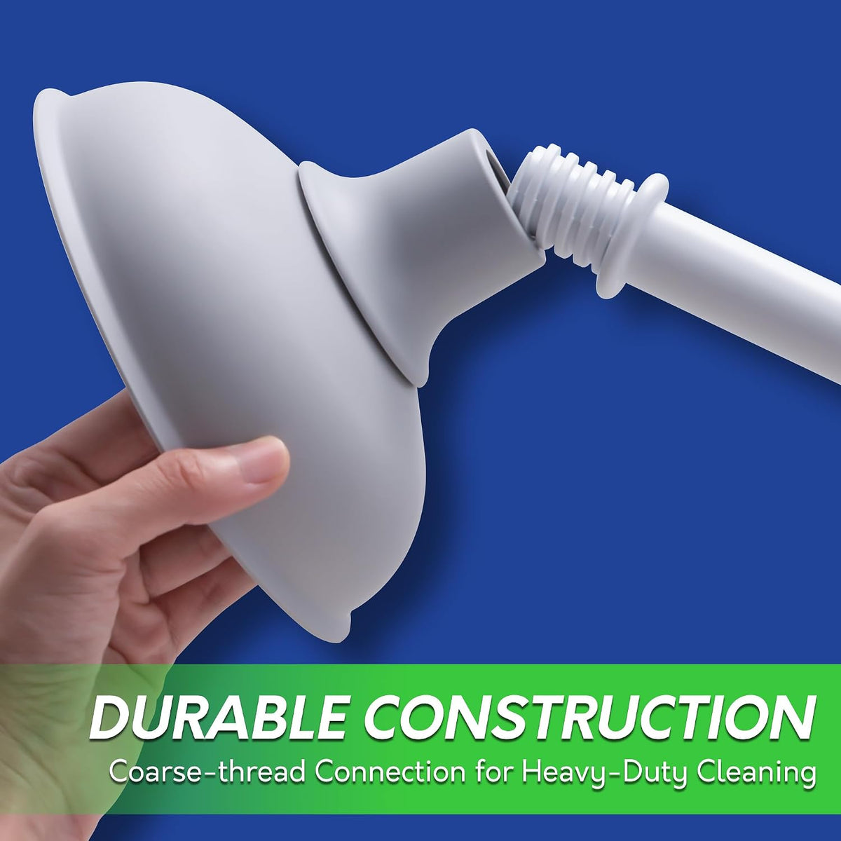 BOOMJOY Toilet Brush and Plunger Set with Crevice Cleaning Brush, White Plunger and Brush Combo with Hidden Holder, Bathroom Plunger and Toilet Bowl Brush Set Heavy Duty