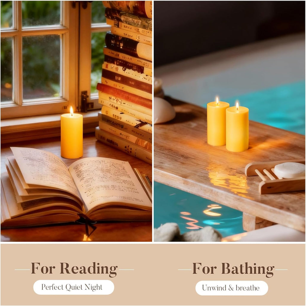 Crenovo 3 Pack Beeswax Pillar Candles,2x4 Inch 100% Pure Organic Natural