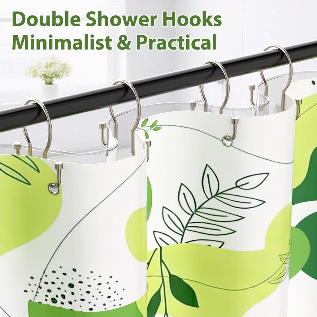 Goowin 24 Pack Shower Curtain Hooks, Simple Shower Curtain Rings, Sturdy Shower Curtain Hangers, Double Hook Shower Curtain Hooks, Smooth Gliding Metal Shower Hooks for Shower Curtain, Nickel